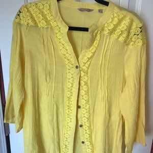 Coral Bay Yellow 3/4 Sleeve Button Down
